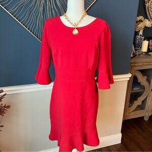 Elegant White House Black Market Red Flare Dress